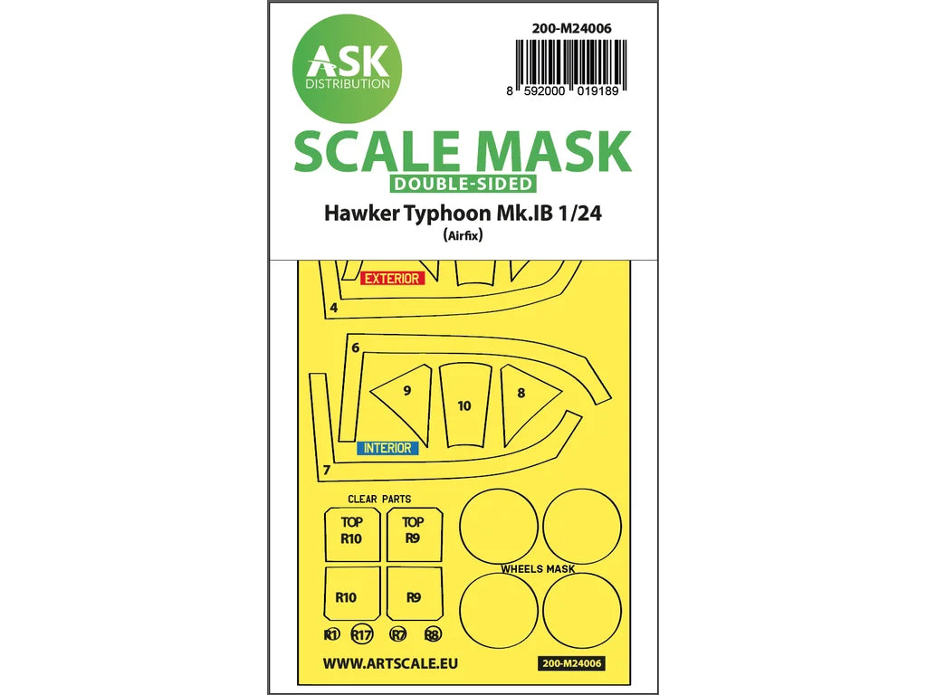 Art Scale Kit M24006 Hawker Typhoon Mk.IB Double-Sided Express Masks for Airfix 1/24