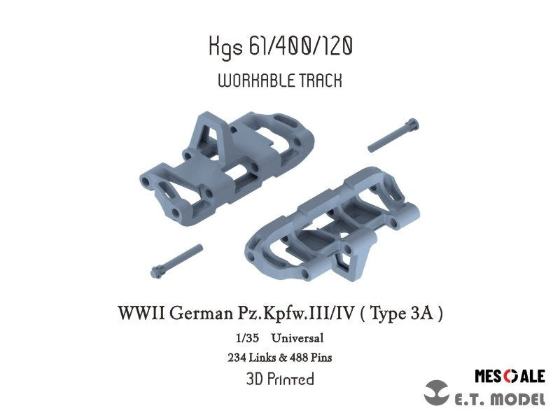 ET Model P35-020 WWII German Pz.Kpfw.III/IV（Type 3A）Workable Track ( 3D Printed ) 1/35