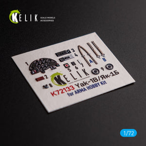 KELIK K72133 Yak-1B - interior 3D decals for Arma Hobby kit 1/72