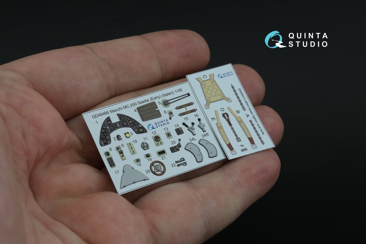Quinta Studio QD48466 Macchi MC.200 Saetta (Early) 3D-Printed colored Interior on decal paper (Italeri) 1/48 – image 3