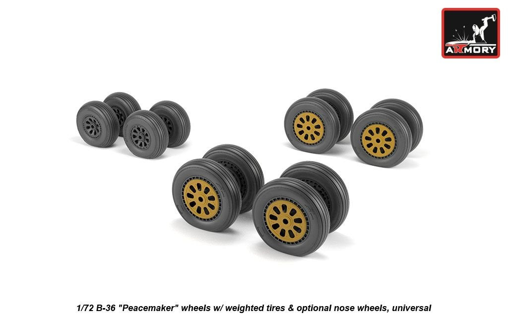 Armory Models AW72327 B-36 Peacemaker wheels w/ weighted tires, optional nose wheels 1/72 – image 4