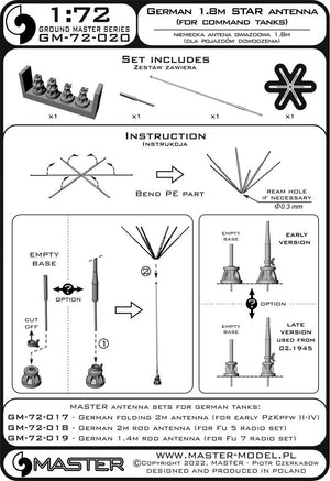 Master GM-72-020 German WWII 1,8m star antenna (for command tanks) (1pc) 1/72 – zdjęcie 8
