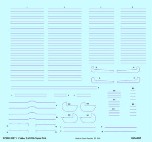 Bandes de renfort roses Eduard D72022 pour Fokker D.VII, échelle 1/72