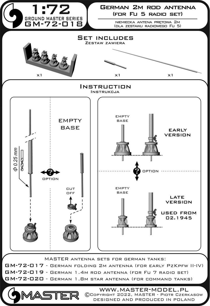 Master GM-72-018 German WWII 2m rod antenna (for Fu 5 radio set) (1pc) 1/72 – zdjęcie 10