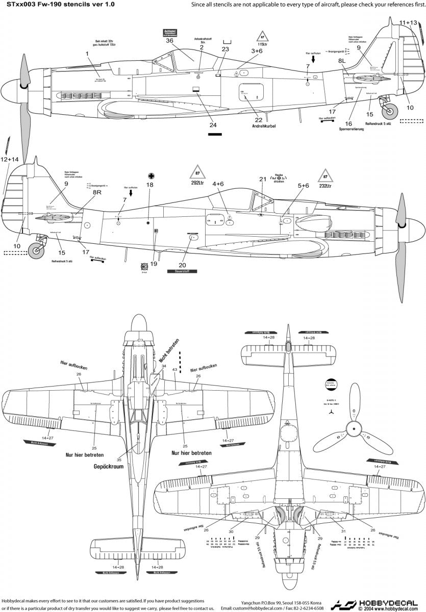 HobbyDecal ST48003V1 Fw-190 Stencils ver 1 1/48 – zdjęcie 2