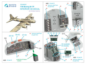 Quinta Studio QD48542 Boeing B-17F 3D-Printed &amp;amp; coloured Interior on decal paper (HK models, Eduard) 1/48 – zdjęcie 2