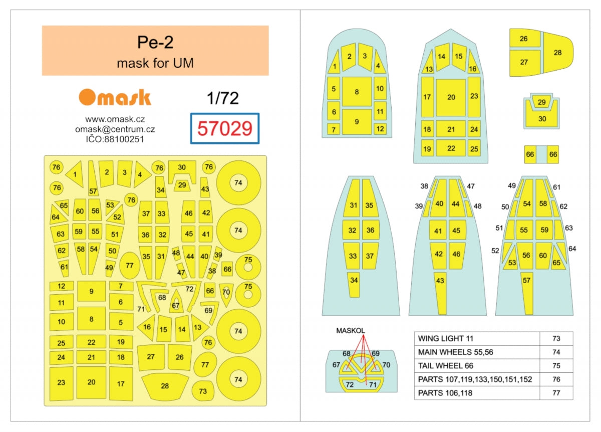 Omask 57029 Pe-2 mask (for UM) 1/72 – zdjęcie 2
