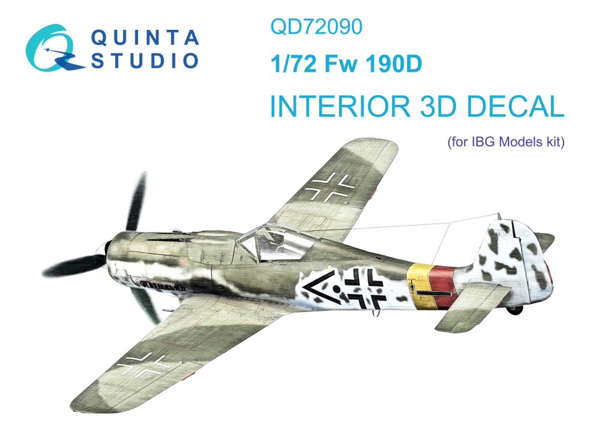 Quinta Studio QD72090 Fw 190D 3D-Printed &amp; colored Interior on decal paper (IBG models) 1/72