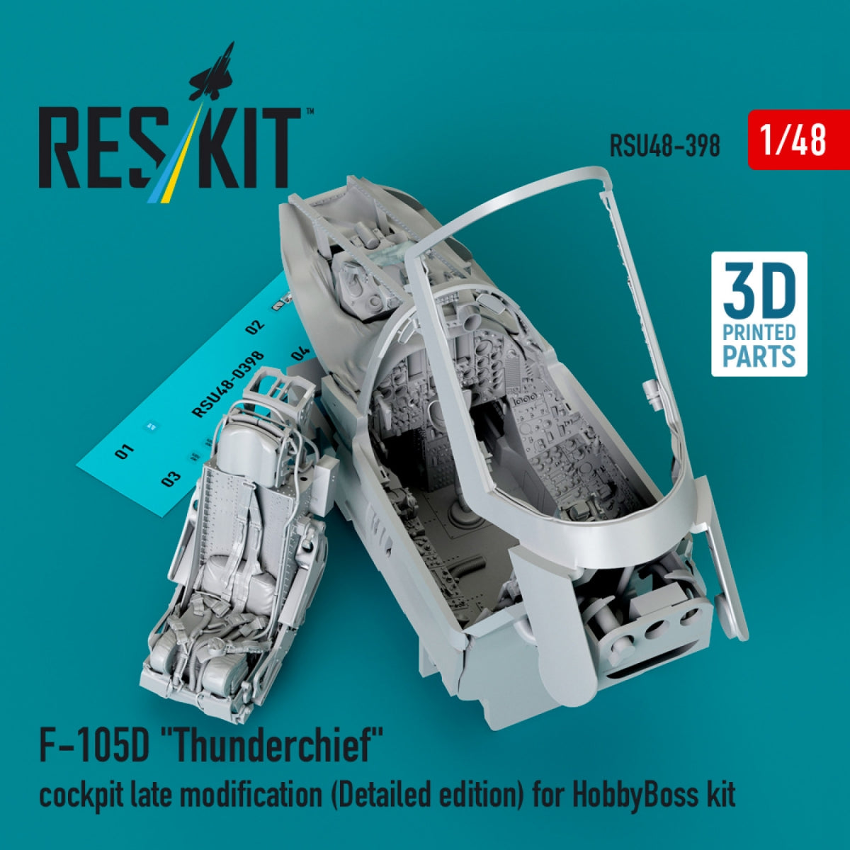 RESKIT RSU48-0398 F-105D &amp;quot;Thunderchief&amp;quot; cockpit late modification (Detailed edition) for HobbyBoss kit (3D Printed) 1/48 – image 2