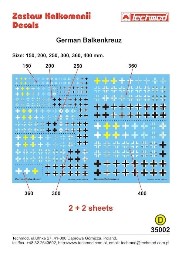 Techmod 35002 German Balkenkreuz 1/35