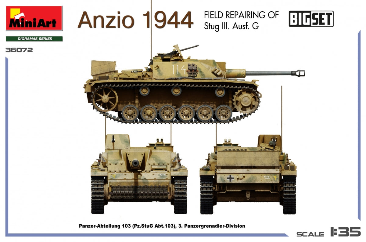 MiniArt 36072 Anzio 1944. Field Repairing of Stug III. Ausf. G. BIG SET 1/35