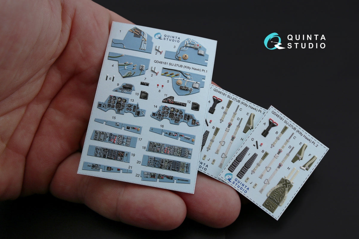 Quinta Studio QD48181 Su-27UB 3D-Printed colored Interior on decal paper (for KittyHawk kit) 1/48 – image 4