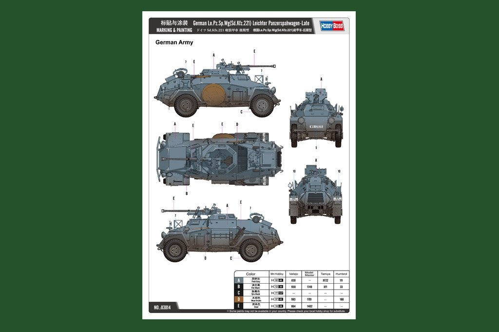 Hobby Boss 83814 German Le.Pz.Sp.Wg Sd.Kfz.221 Leichter Panzerspahwagen-Late – zdjęcie 2