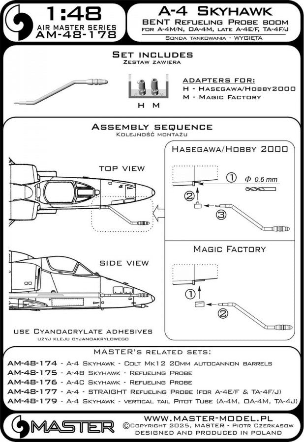 Master AM-48-178 A-4 Skyhawk - CURVED Refueling Probe Boom (used on A-4M/N, OA-4M &amp;amp; late A-4E/F &amp;amp; TA-4F/J versions) 1/48 – image 8