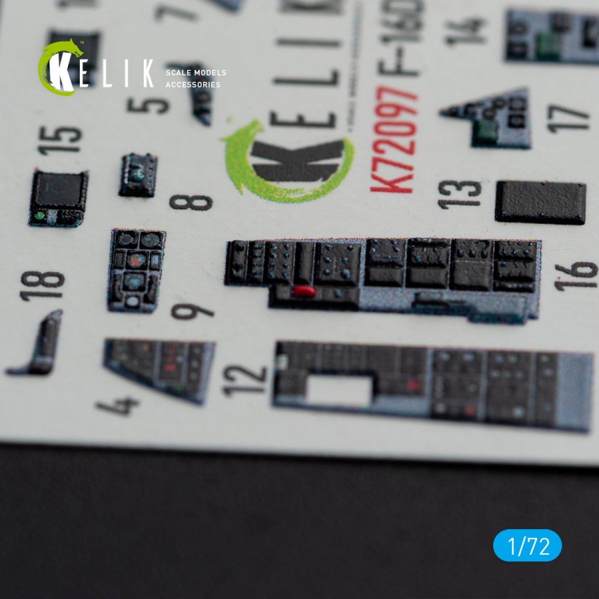 KELIK K72097 F-16D interior 3D decals for Revell kit 1/72 – image 6