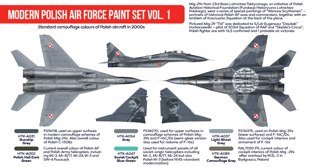 Hataka HTK-AS17 Modern Polish Air Force paint set vol. 1 (6x17ml) – immagine 2