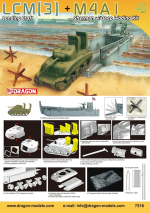 Dragon 7516 LCM(3) + M4A1 Sherman w/Deep Wading Kit 1/72 – zdjęcie 2