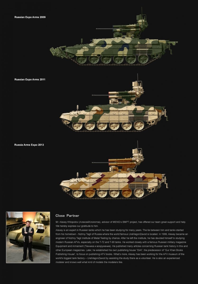 Meng Model TS-010 RUSSIAN TERMINATOR FIRE SUPPORT COMBAT VEHICLE BMPT w/KMT-8 1/35 – zdjęcie 12
