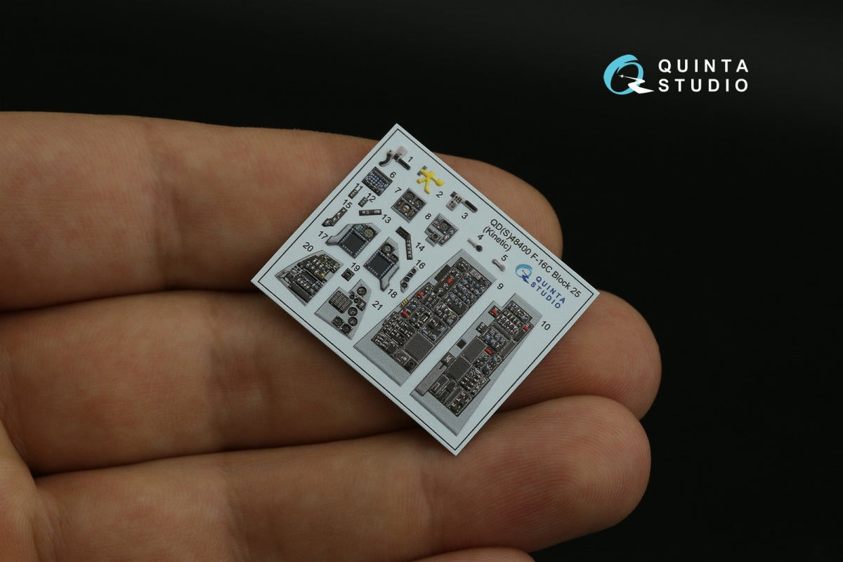 Quinta Studio QDS-48400 F-16C block 25 3D-Printed coloured Interior on decal paper (Kinetic 2022 tool) (Small version) 1/48 – zdjęcie 4