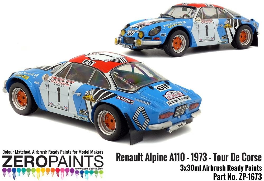 Zero Paints 1673 Renault Alpine A110 – 1973 – Tour De Corse Red - White - Blue Paint Set 3x30ml – zdjęcie 3