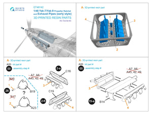 Quinta Studio QT48142 Yak-7B/Yak-9D Ratchet and early Exhaust (Zvezda) 1/48