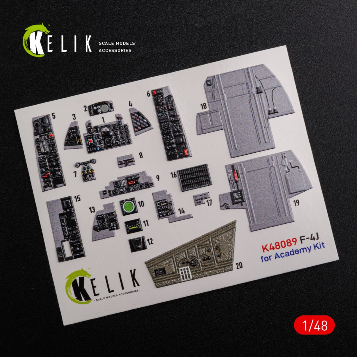 KELIK K48089 F-4J &amp;quot;Phantom II&amp;quot; interior 3D decals for Academy kit 1/48 – zdjęcie 2