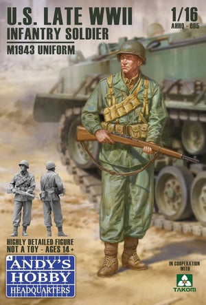 Andy&amp;#39;s Hobby Headquarters AHHQ-005 U.S Late WWII Infantry Soldier (full body) M1943 Uniform 1/16