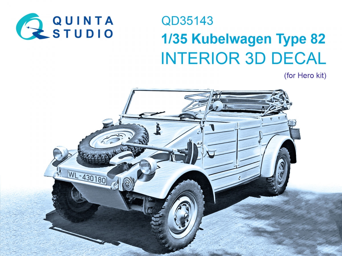Quinta Studio QD35143 Kubelwagen Type 82 3D-Printed & coloured Interior on decal paper (Hero) 1/35