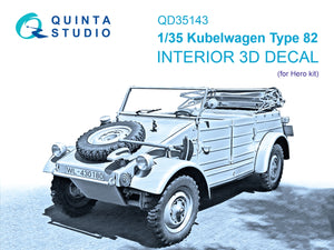 Quinta Studio QD35143 Kubelwagen Type 82 3D-Printed &amp;amp; coloured Interior on decal paper (Hero) 1/35