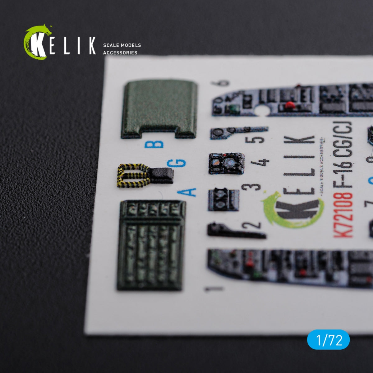 KELIK K72108 F-16 CG/CJ interior 3D decals for Academy kit 1/72 – zdjęcie 6
