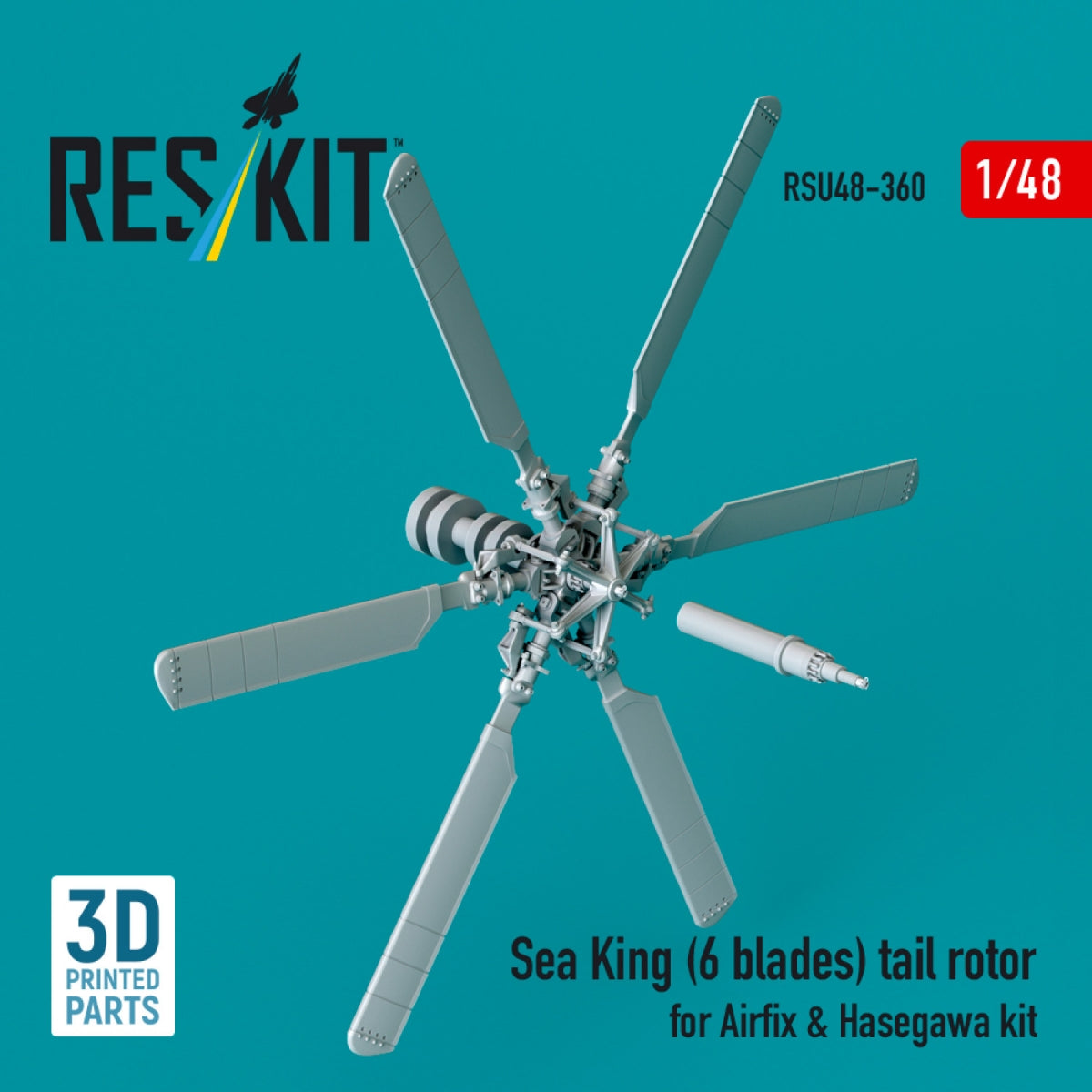 RESKIT RSU48-0360 Sea King (6 blades) tail rotor for Airfix & Hasegawa kit (3D printed) 1/48