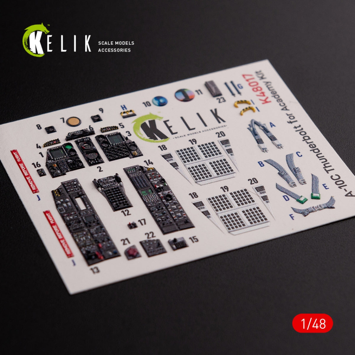 KELIK K48017 A-10C "Thunderbolt" interior 3D decals for Academy kit 1/48