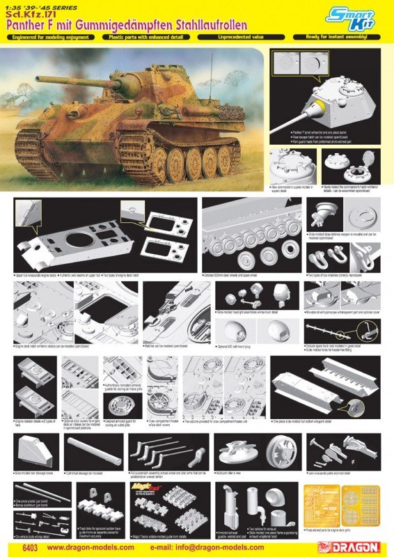 Dragon 6403 Panther F mit Gummigedampften Stahllaufrollen 1/35 – zdjęcie 2