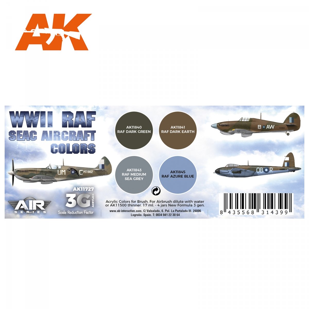 AK Interactive AK11727 WWII RAF SEAC AIRCRAFT COLORS 4x17 ml – image 2