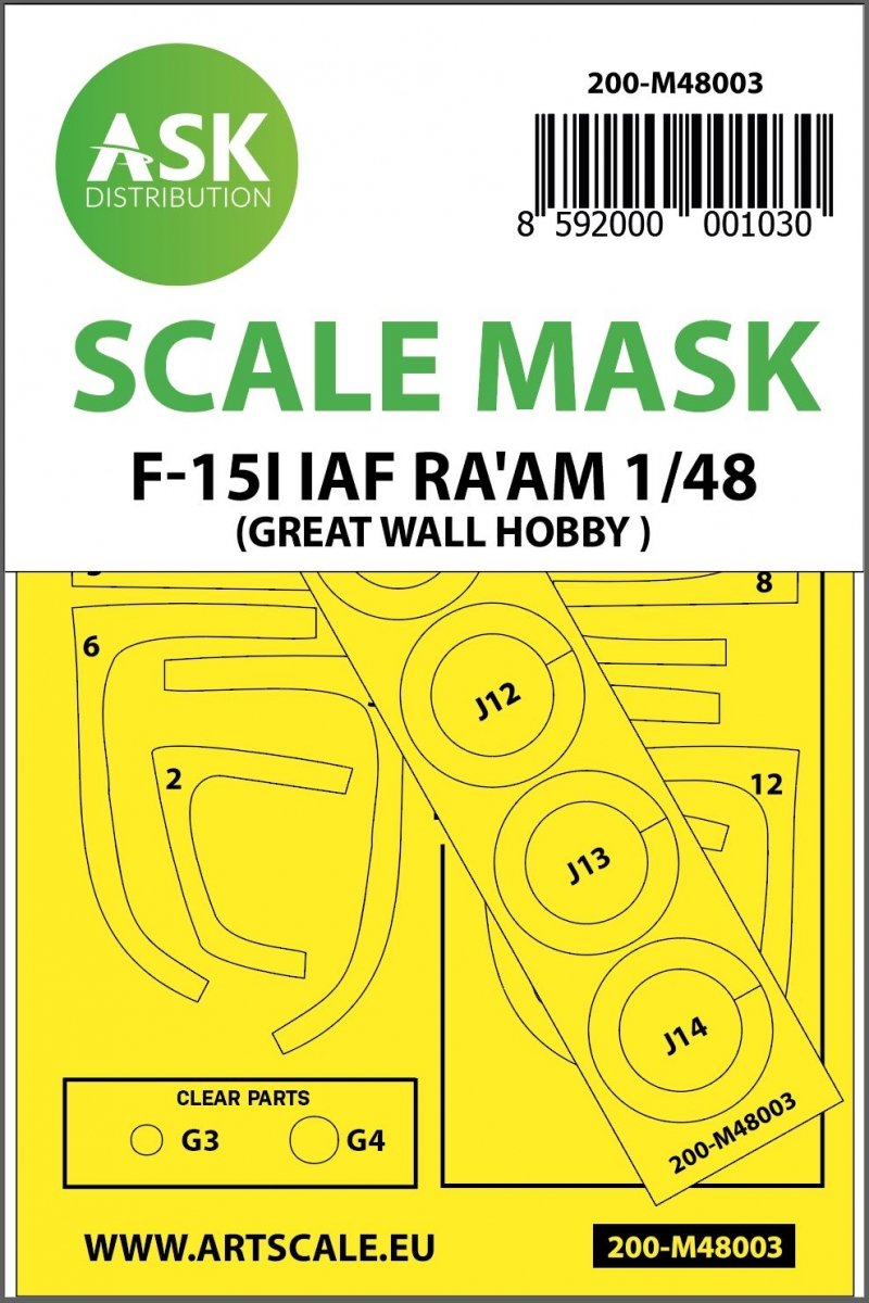 ASK M48003 F-15I Ra&amp;#39;am double-sided painting mask for Great Wall Hobby 1/48