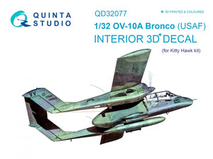 Quinta Studio QD32077 OV-10A (USAF version) 3D-Printed &amp;amp; colored Interior on decal paper (for KittyHawk kit) 1/32