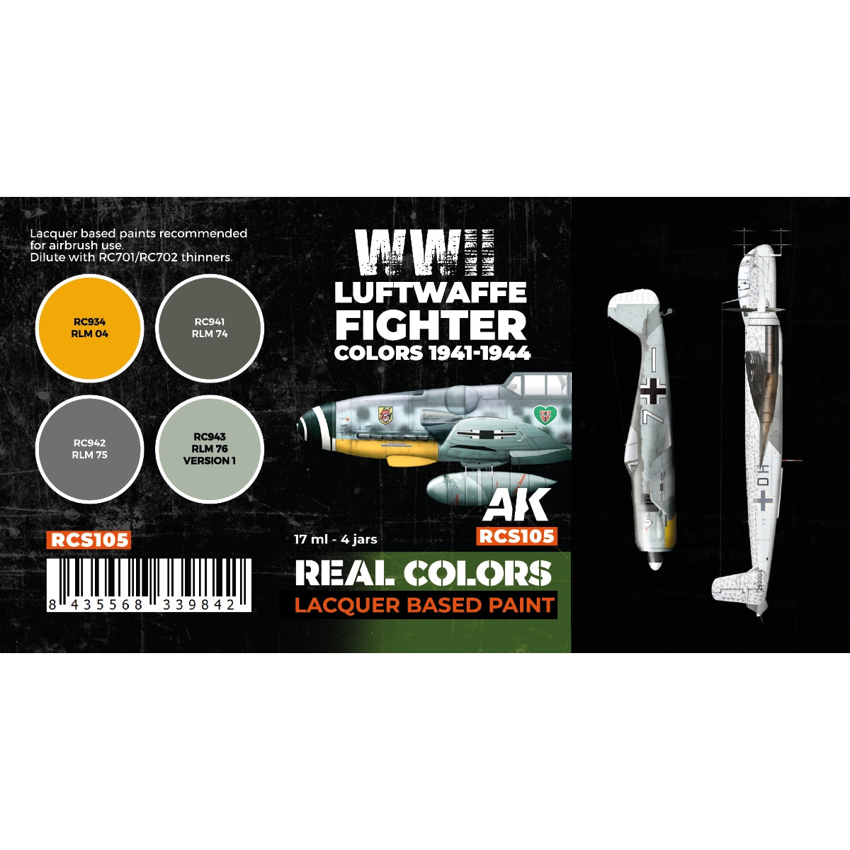 AK Interactive RCS105 Luftwaffe Fighter Colors 1941-1944 4x17ml – zdjęcie 2