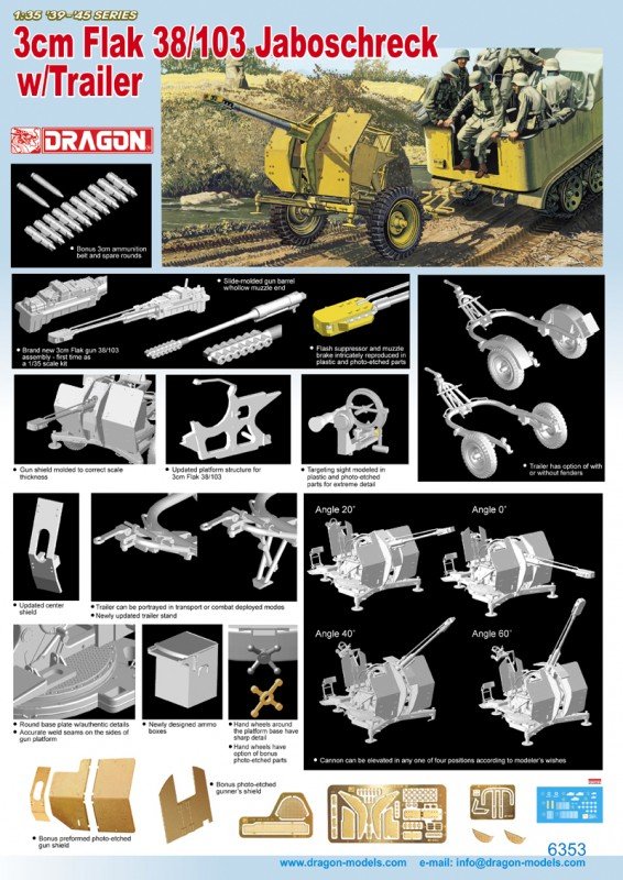 Dragon 6353 3cm Flak 38/103 Jaboschreck w/Trailer 1/35 – image 2