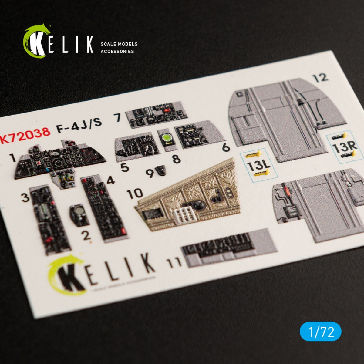 KELIK K72038 F-4J/S "PHANTOM II" INTERIOR 3D DECALS FOR HASEGAWA KIT 1/72