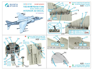 Quinta Studio QDS-32194 AV-8B Harrier II late 3D-Printed &amp;amp; colored Interior on decal paper (Trumpeter) (small version) 1/32 – image 2