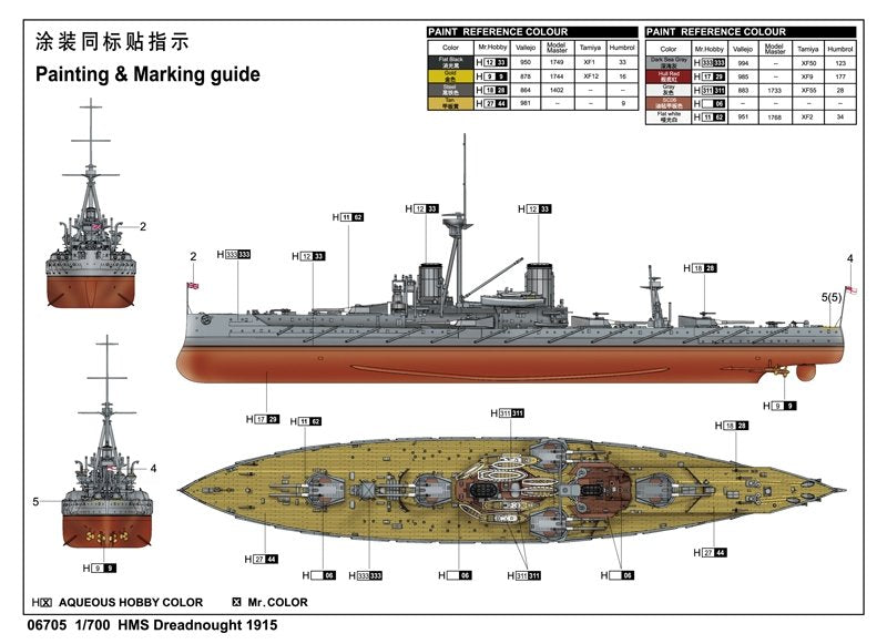 Trumpeter 06705 HMS DeadNought 1915 1/700 – zdjęcie 4