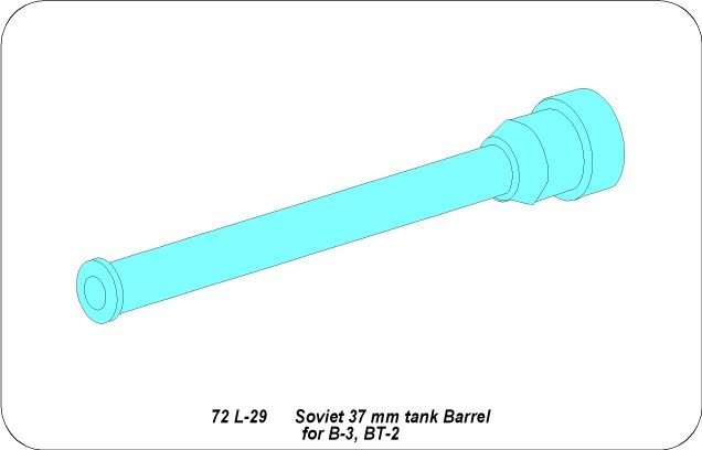 Aber 72L-29 37mm barrel for B-3, BT-2 tanks / Soviet 37mm tank barrel for B3, BT2 1/72 – image 3