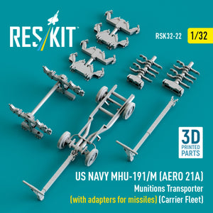 RESKIT RSK32-0022 US NAVY MHU-191/M (AERO 21A) Munitions Transporter (with adapters for bombs) (Carrier Fleet) (3D Printed model kit) 1/32 – zdjęcie 4
