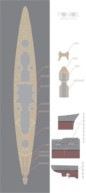 Pontos 35012WD1 DKM Scharnhorst Wooden Deck set Type 1 1/350 – zdjęcie 4