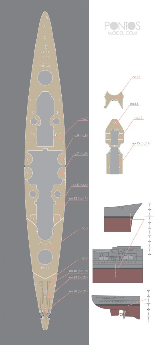 Pontos 35012WD1 DKM Scharnhorst Wooden Deck set Type 1 1/350 – zdjęcie 4