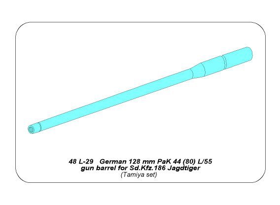 Aber 48L-29 128mm PaK 44 L/55 gun barrel for Sd.Kfz.186 Jagdtiger 1/48 – immagine 3