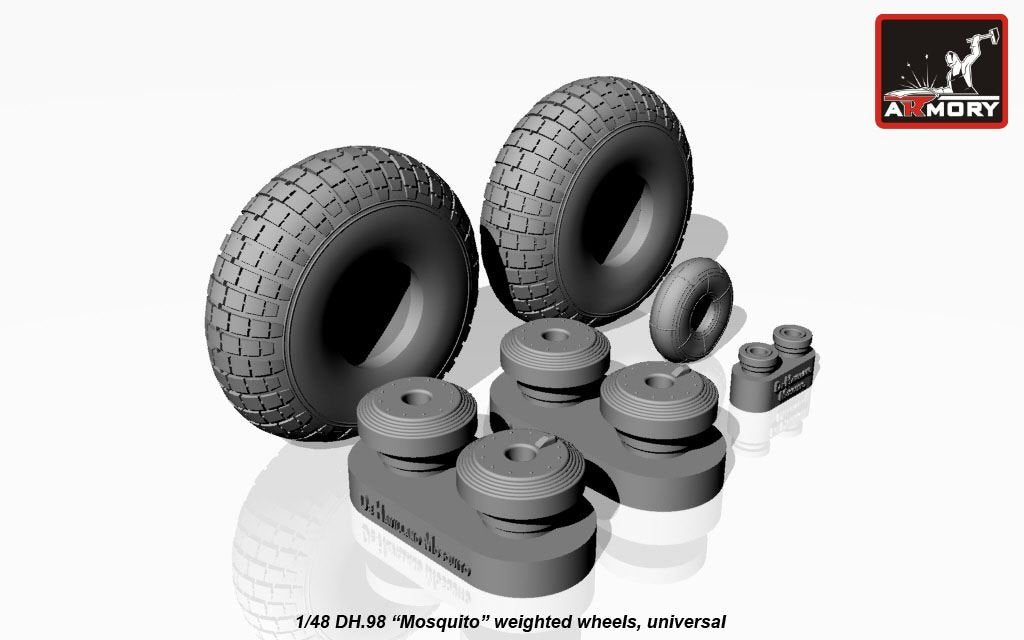 Armory Models AW48402 deHavilland DH.98 Mosquito wheels, “checkerboard” tire pattern, weighted 1/48 – image 3