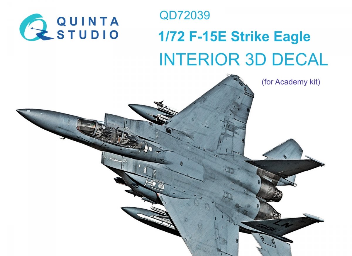 Quinta Studio QD72039 F-15E 3D-Printed & coloured Interior on decal paper (Academy) 1/72