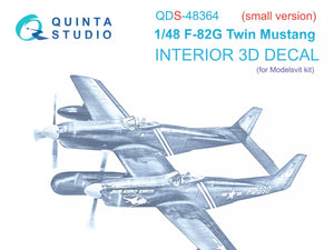 Quinta Studio QDS-48364 F-82G Twin Mustang 3D-Printed &amp;amp; coloured Interior on decal paper (Modelsvit) (Small version) 1/48