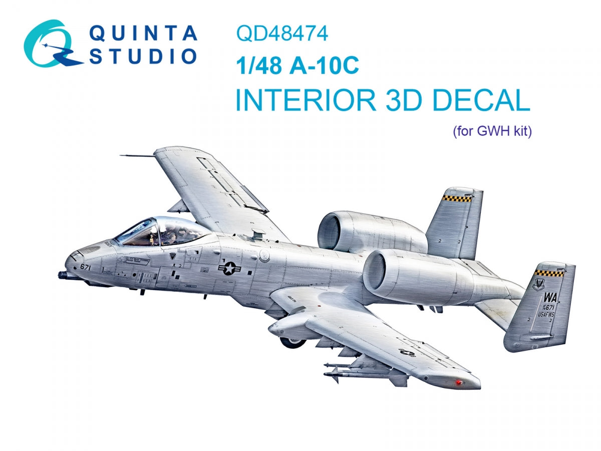 Quinta Studio QD48474 A-10C 3D-Printed colored Interior on decal paper (GWH) 1/48